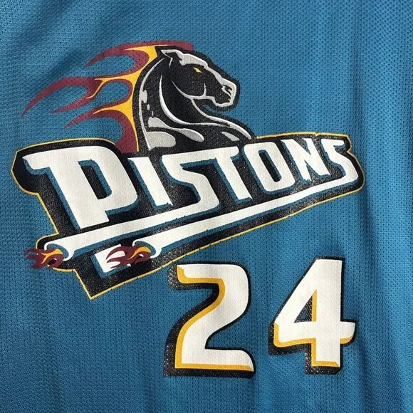 Rare Vintage Champion NBA Detroit Pistons Mateen Cleaves 24 Jersey Youth L 14/16